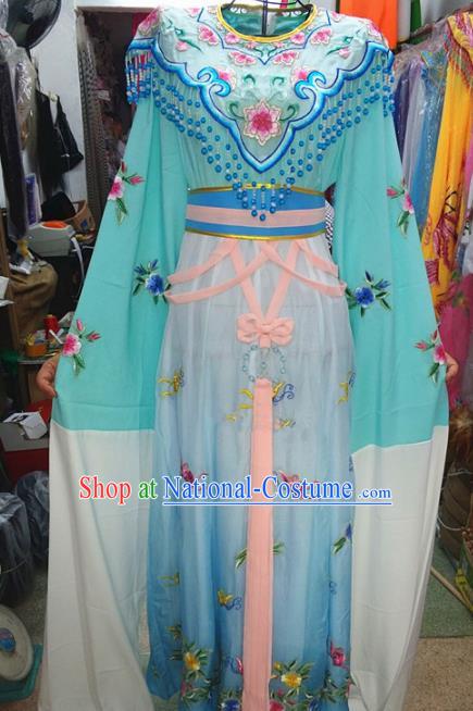 Chinese Traditional Beijing Opera Actress Costume Peking Opera Princess Blue Dress for Adults