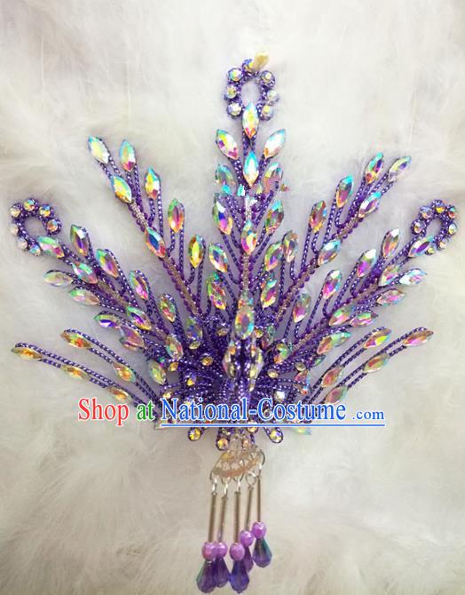 Chinese Traditional Beijing Opera Hair Accessories Peking Opera Princess Purple Phoenix Hairpins for Adults