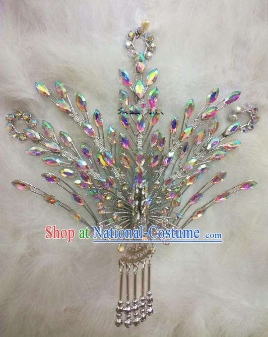 Chinese Traditional Beijing Opera Hair Accessories Peking Opera Princess White Phoenix Hairpins for Adults