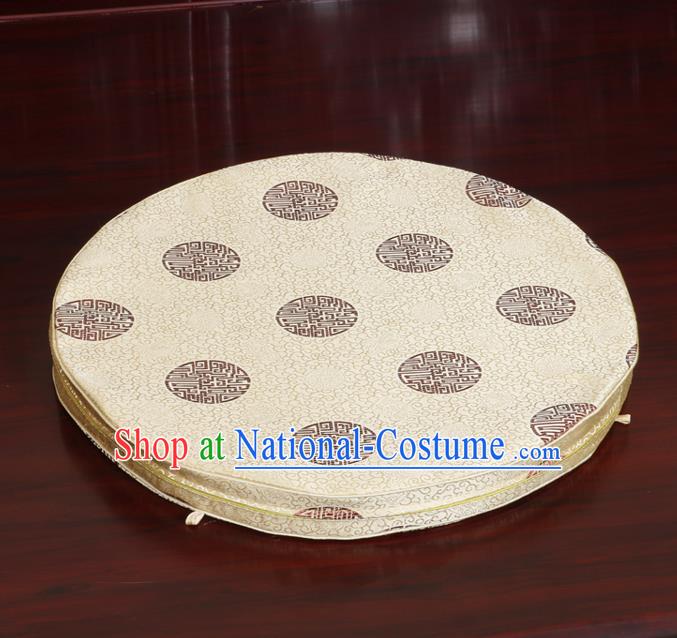 Chinese Classical Household Ornament Traditional Golden Brocade Rush Cushion Cover Mat Cover