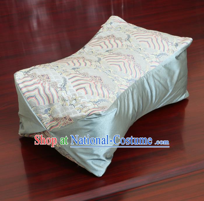 Chinese Traditional Wave Pattern Blue Brocade Pillow Slip Pillow Cover Classical Household Ornament