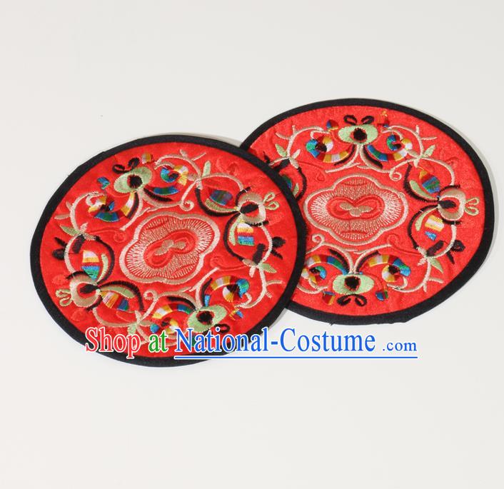 Chinese Traditional Household Accessories Classical Embroidered Red Brocade Teacup Mat