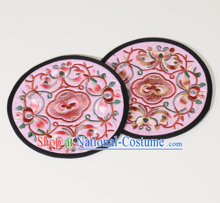 Chinese Traditional Household Accessories Classical Embroidered Pink Brocade Teacup Mat