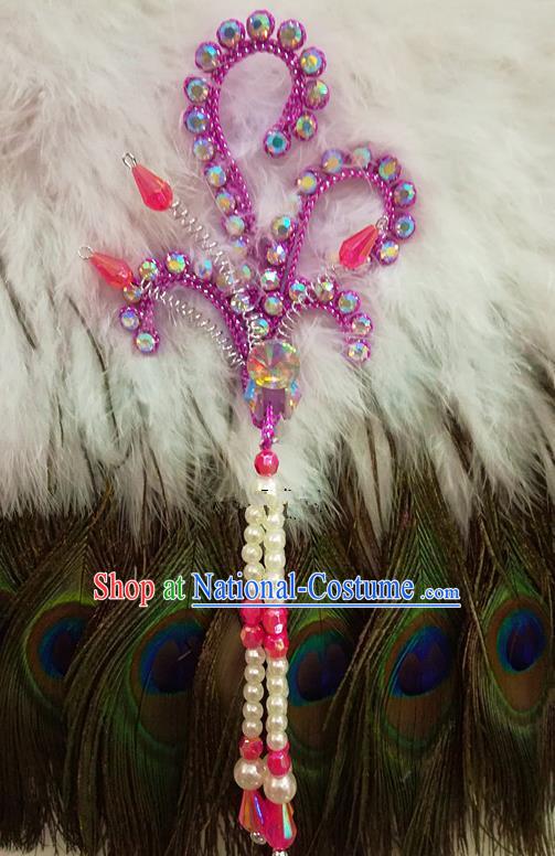 Chinese Traditional Beijing Opera Hair Accessories Peking Opera Beads Tassel Purple Phoenix Hairpins for Adults