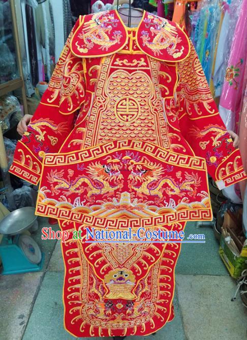 Chinese Traditional Beijing Opera Children Costume Peking Opera General Red Clothing for Kids