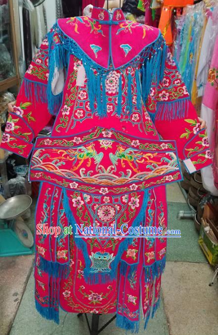 Chinese Traditional Beijing Opera Costume Peking Opera Female General Rosy Clothing for Kids