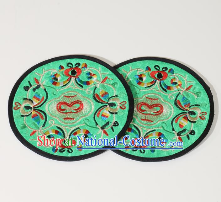 Chinese Traditional Household Accessories Classical Embroidered Green Brocade Teacup Mat