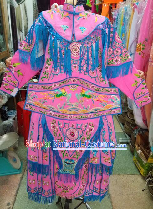 Chinese Traditional Beijing Opera Costume Peking Opera Female General Pink Clothing for Kids