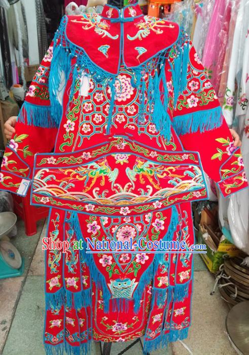 Chinese Traditional Beijing Opera Costume Peking Opera Female General Red Clothing for Kids