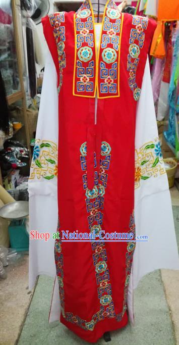 Chinese Traditional Beijing Opera Old Gentleman Costume Peking Opera Embroidered Red Clothing for Adults