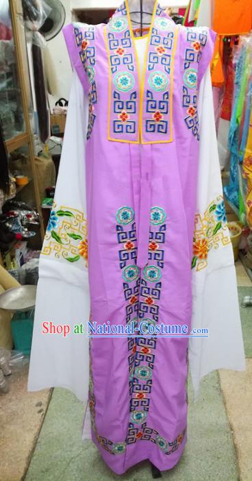 Chinese Traditional Beijing Opera Old Gentleman Costume Peking Opera Embroidered Purple Clothing for Adults