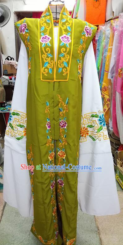 Chinese Traditional Beijing Opera Old Gentleman Costume Peking Opera Embroidered Green Clothing for Adults