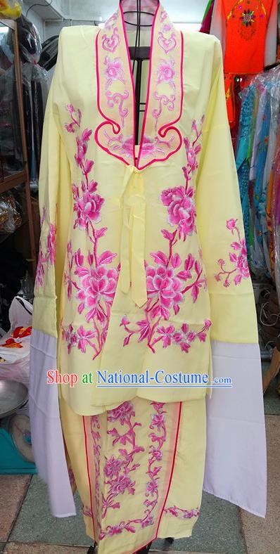 Chinese Traditional Beijing Opera Tsingyi Costume Peking Opera Actress Yellow Dress for Adults