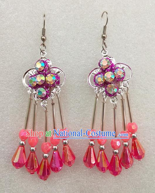 Chinese Traditional Beijing Opera Earrings Peking Opera Actress Rosy Eardrop for Adults