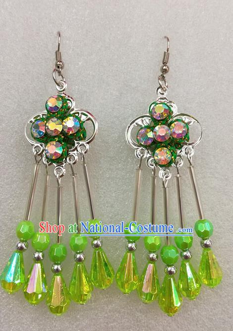 Chinese Traditional Beijing Opera Earrings Peking Opera Actress Green Eardrop for Adults