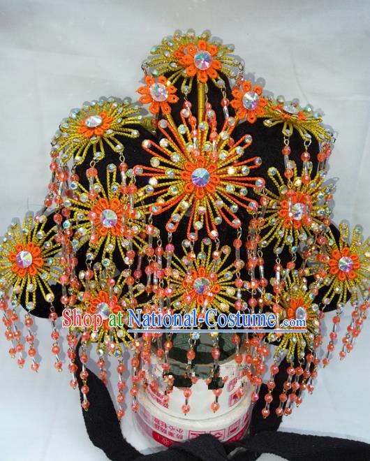 Chinese Traditional Beijing Opera Golden Phoenix Coronet Head Ornaments Hair Accessories for Adults