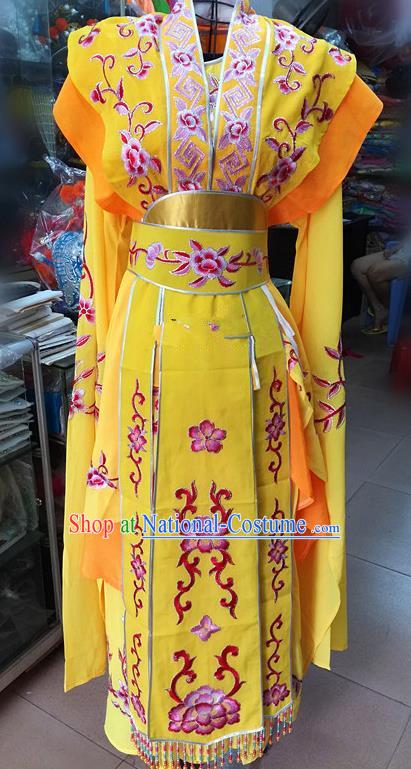 Chinese Traditional Beijing Opera Nobility Lady Yellow Dress Peking Opera Actress Costume for Adults