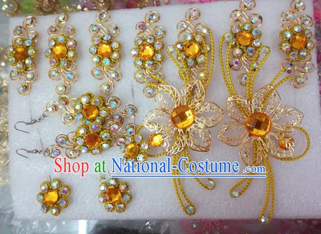 Chinese Traditional Beijing Opera Actress Crystal Hairpins Head Ornaments Hair Accessories for Adults