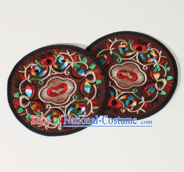 Chinese Traditional Household Accessories Classical Embroidered Brown Brocade Teacup Mat