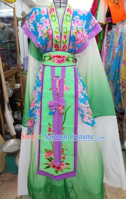 Chinese Traditional Beijing Opera Green Dress Peking Opera Actress Water Sleeve Costume for Adults