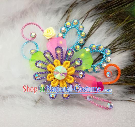 Chinese Traditional Beijing Opera Actress Hair Accessories Peking Opera Princess Colorful Flowers Hairpins for Adults