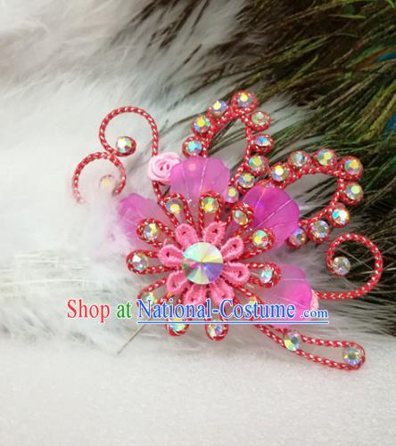 Chinese Traditional Beijing Opera Actress Hair Accessories Peking Opera Princess Rosy Flowers Hairpins for Adults