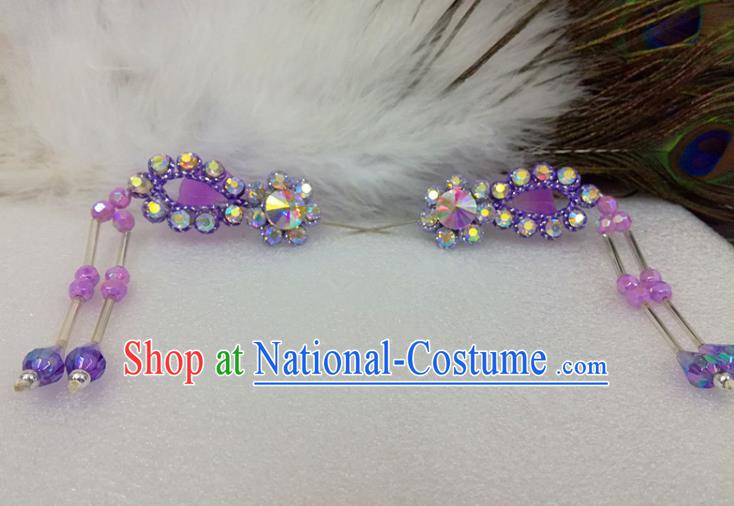 Chinese Traditional Beijing Opera Actress Hair Accessories Ancient Princess Purple Hairpins for Adults