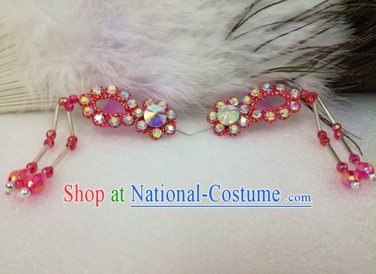 Chinese Traditional Beijing Opera Actress Hair Accessories Ancient Princess Red Hairpins for Adults