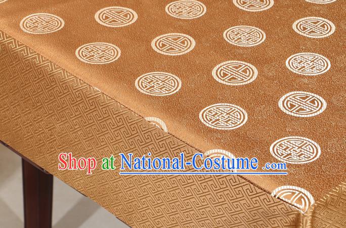 Chinese Traditional Longevity Pattern Bronze Brocade Desk Cloth Classical Satin Household Ornament Table Cover