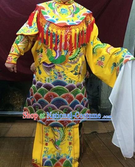 Chinese Traditional Beijing Opera Queen Yellow Water Sleeve Dress Peking Opera Actress Costume for Adults