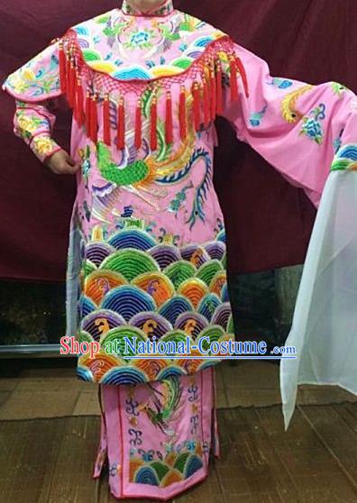 Chinese Traditional Beijing Opera Queen Pink Water Sleeve Dress Peking Opera Actress Costume for Adults