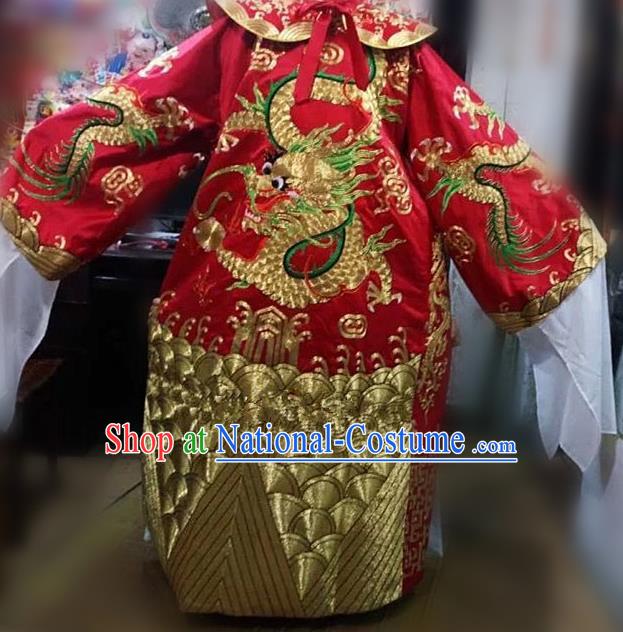 Chinese Traditional Beijing Opera Prime Minister Costume Peking Opera Chancellor Red Embroidered Robe for Adults