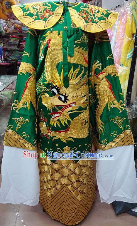 Chinese Traditional Beijing Opera Prime Minister Costume Peking Opera Chancellor Green Embroidered Robe for Adults