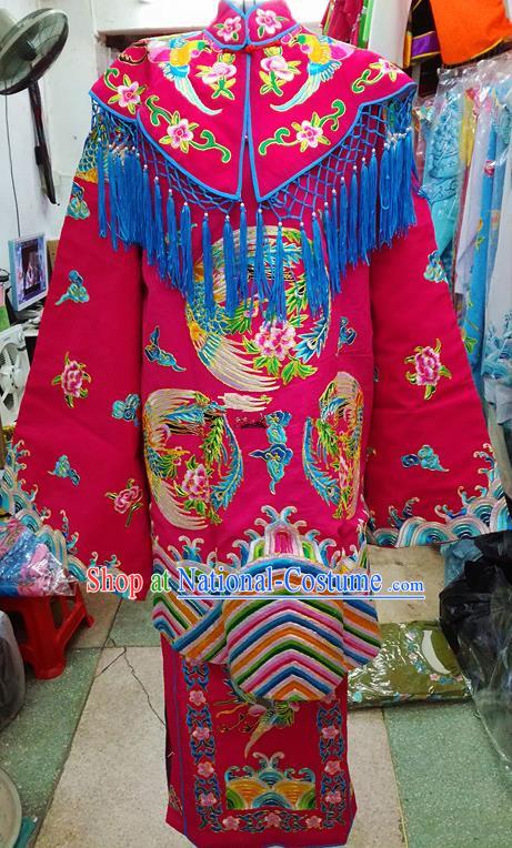 Chinese Traditional Beijing Opera Empress Rosy Embroidered Dress Peking Opera Actress Costume for Adults