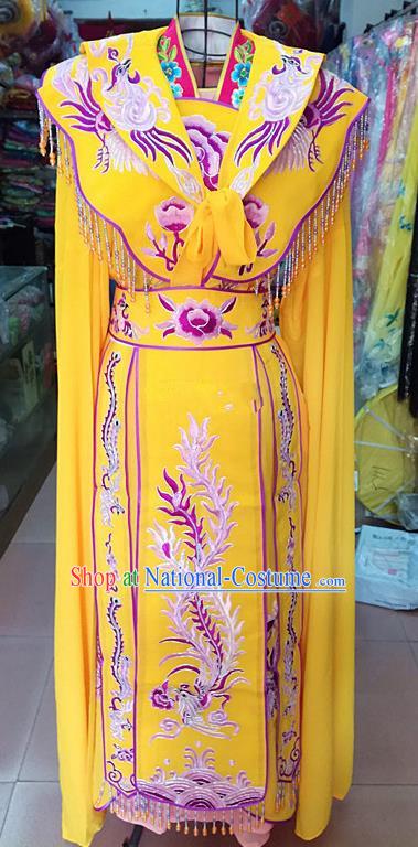 Chinese Traditional Beijing Opera Princess Yellow Embroidered Dress Peking Opera Actress Costume for Adults