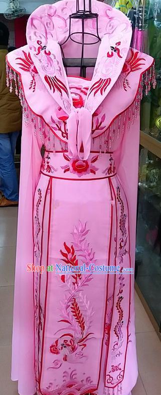 Chinese Traditional Beijing Opera Princess Pink Embroidered Dress Peking Opera Actress Costume for Adults