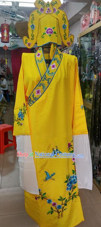 Chinese Traditional Beijing Opera Niche Costume Peking Opera Nobility Childe Yellow Robe for Adults