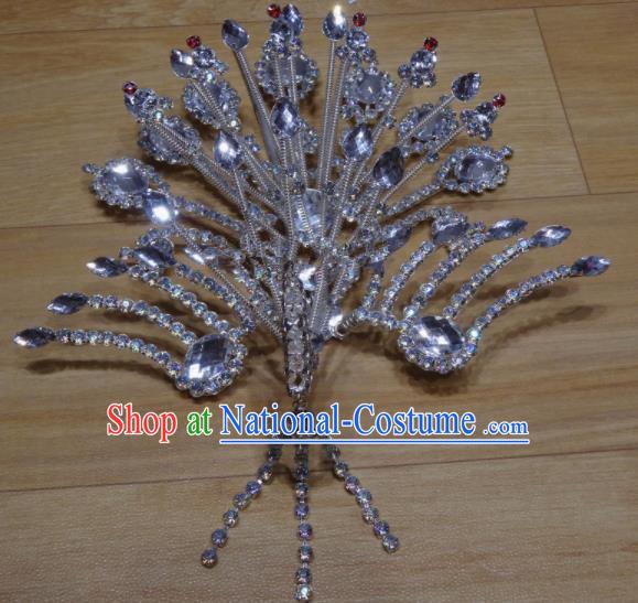 Chinese Traditional Beijing Opera Phoenix Hairpins Princess Crystal Hair Accessories for Adults