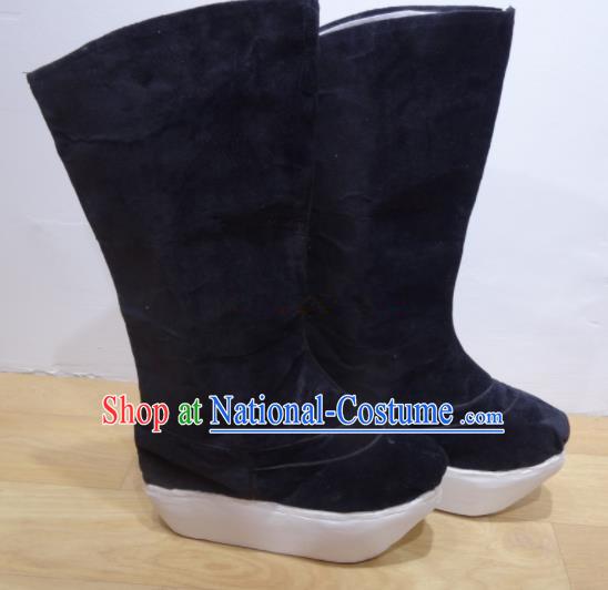 Chinese Traditional Beijing Opera Takefu Black Boots Warrior Shoes for Adults