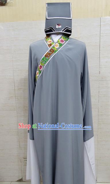 Chinese Traditional Beijing Opera Scholar Grey Robe Peking Opera Niche Costume for Adults