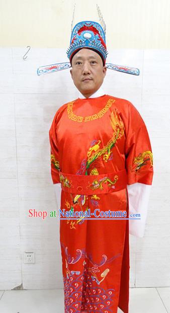 Chinese Traditional Beijing Opera Scholar Red Robe Peking Opera Bridegroom Costume for Adults