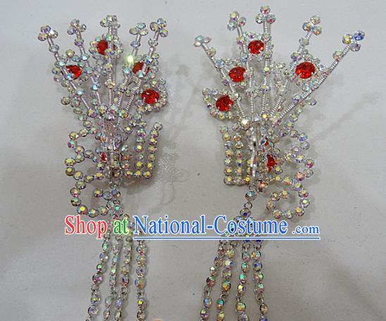 Chinese Traditional Beijing Opera Diva Hairpins Princess Crystal Phoenix Hair Clip Hair Accessories for Adults