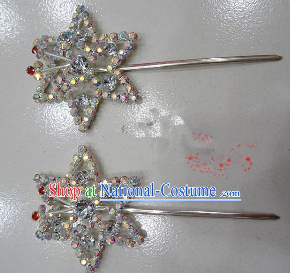 Chinese Traditional Beijing Opera Diva Crystal Hexagon Hairpins Princess Hair Clip Hair Accessories for Adults