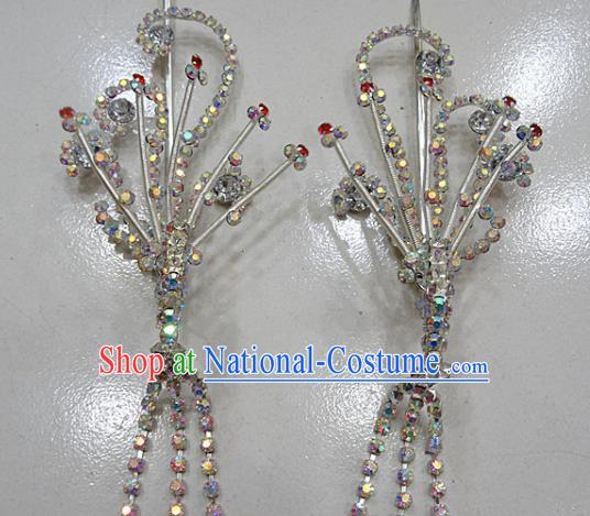 Chinese Traditional Beijing Opera Diva Phoenix Hairpins Princess Crystal Tassel Hair Clip Hair Accessories for Adults