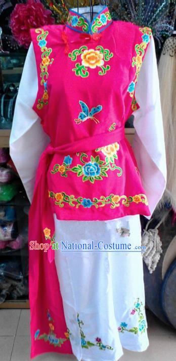 Chinese Traditional Beijing Opera Maidservants Rosy Dress Peking Opera Young Lady Costume for Adults