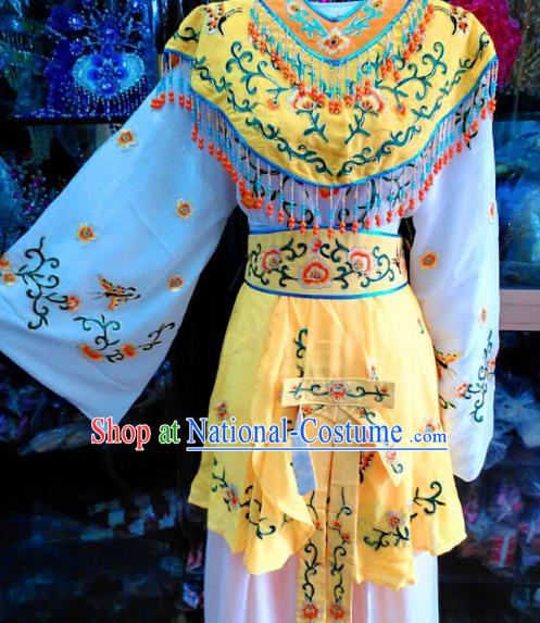 Chinese Traditional Beijing Opera Peri Yellow Dress Peking Opera Young Lady Costume for Adults