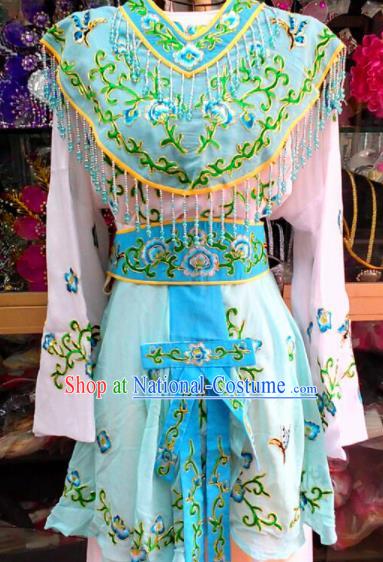 Chinese Traditional Beijing Opera Peri Blue Dress Peking Opera Young Lady Costume for Adults