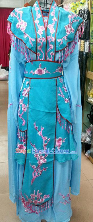 Chinese Traditional Beijing Opera Actress Princess Blue Dress Peking Opera Peri Costume for Adults