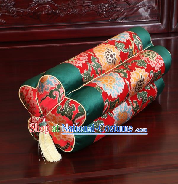 Chinese Traditional Household Accessories Classical Green Brocade Plum Blossom Pillow