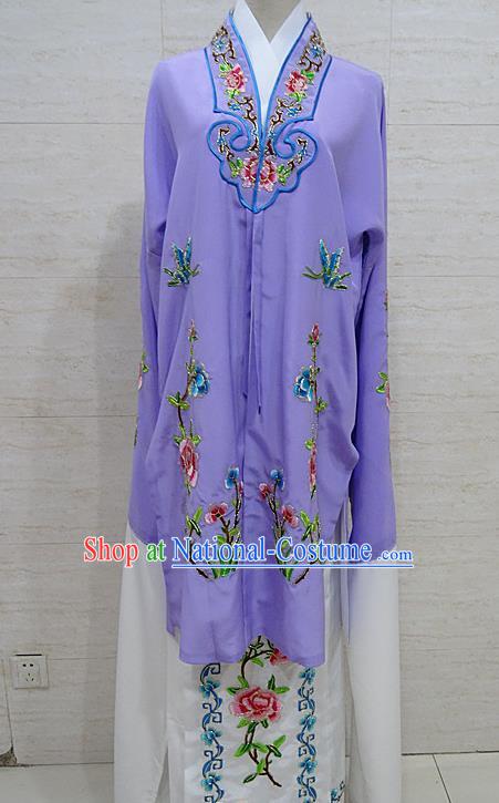 Chinese Traditional Beijing Opera Embroidered Peony Purple Dress Peking Opera Diva Costume for Adults